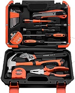 Edward Tools Harden 18 Piece Heavy Duty Tool Set - General Household Tool Kit with Hammer, Pliers, Screwdrivers, Wrench, Knife, Measuring Tape - Heavy Duty Storage Box - For Home, Auto or Electrical R