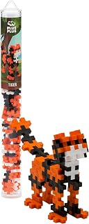 PLUS PLUS Tiger - 3D Animal Figure Building Block Set Tube, Mini Interlocking Puzzle Pieces, Fun Stem Toys for Kids