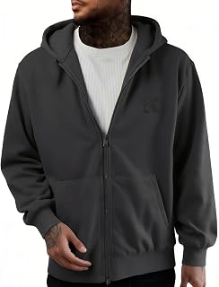 Men's Full zip Hoodie Cotton Long Sleeve Casual Sweatshirt Pullover Sweatshirts Heavyweight Athletic Hoodies