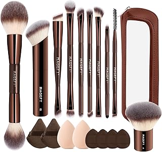 Makeup Brushes MAGEFY Travel Makeup Brush Set Professional Make Up Brushes for Powder Concealers Eye Shadows Eyebrow Countour Blush Brush Tools