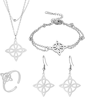 Stainless Steel Knot Jewelry Set, Necklace Earrings Wrist Chain, Anti-tarnish Irish Ornaments for Daily Wear