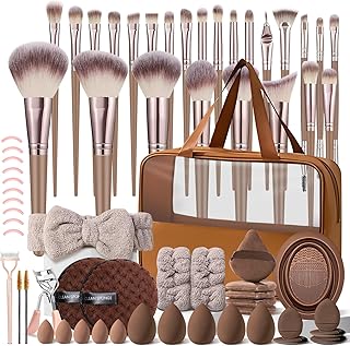 KUORYZAL Brown Makeup Brushes Set Professional 66Pcs with Case Premium Synthetic for Foundation Concealer Blush Eyeshadow Powder Contour Makeup Brush Kit Face Eye Make up Brushes & Tools