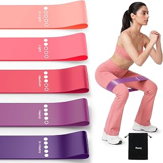 Resistance Bands for Working Out, 5-Pack Elastic Loop Exercise Bands for Strength Training Stretching, Home Gym Equipment for Pilates Yoga Physical Therapy, Leg Glute Arm Workout Kit for Women Men