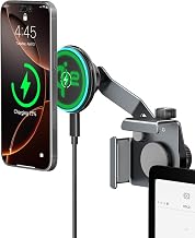 CloudValley 15W Wireless Charger Phone Mount for Tesla Model Y/3,【Extendable Metal Holder】 Compatible with iPhone MagSafe, Magnetic Adjustable Car Holder for Tesla Model 3 Highland/Y Juniper