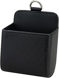 Car Vent Storage Bag, PU Leather Automotive Dashboard Organizer Pocket with Hook, Portable Vehicle Hanging Storage Pouch for Key, Coin, Cell Phone, Sunglasses (Black)
