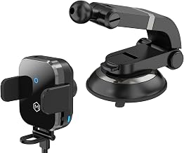Wireless Car Charger Phone Mount – 15W Charging, Adjustable Stand, Two Mounting Options, Compatible with Phones 3 to 4 Inches - Mini Grip Cradle Multi Angle Suction Cup