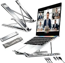 8-in-1 USB-c Laptop Stand with Docking Station, Dual Bar Foldable Aluminum Riser with 4k Hdmi, 100w Pd Charging, USB 3.0, Sd/tf Card Reader, Adjustable Ergonomic Laptop Stand 1 Set