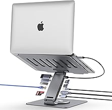 Laptop Docking Station for MacBook Pro/Air/Dell/HP/Surface HC 11-in-1 USB C Hub 360°Rotatable Laptop Stand with USB Hub 4K HDMI USB 3.0 PD100W 3.5mm Audio Jack RJ 45 TF/SD Reader Universal Laptop Dock