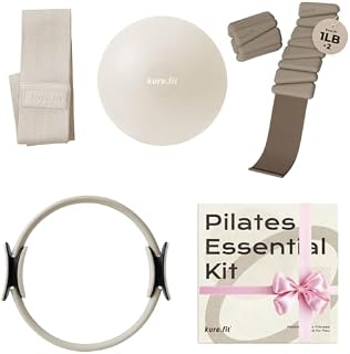 Taupe Adjustable Wrist and Ankle Weights 1lb Each Set of 2 and Beige Pilates Kit Bundle