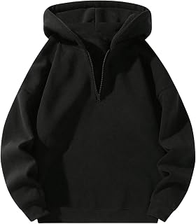 Men's Quarter Zip Hoodies Zip Up Hoodie Long Sleeve Drop Shoulder Sweatshirt Casual Pullover
