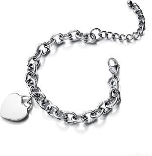 Stainless Steel Blank Heart Charms Bracelet for Women