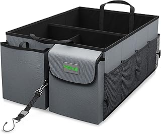 DRIVE - Car Trunk Organizer - Collapsible, Multi-Compartment Automotive SUV Car Organizer for Storage w/Adjustable Straps - Truck & Car Accessories for Women and Men - Grey