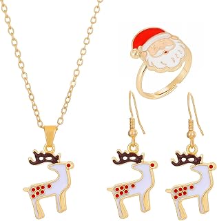 Stainless Steel Jewelry Set for Women 4 Pcs Fashion Charm Necklace Earrings Ring Set, Hypoallergenic Tarnish Resistant Stainless Steel Jewelry for Party Daily Wear Anniversary Birthday Gift