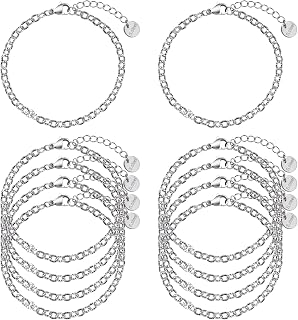 UMAOKANG 10PCS Stainless Steel Chain Bracelet for Jewelry Making Embossed Oval Bracelet Bulk for Women