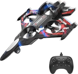 BEZGAR Drones for Kids | 2.4GHZ RC Plane | Remote Control Airplane, Mini Stunt Plane Helicopter, 360° Flip Fighter Jet Toy with Colorful LED Navigation Lights Red, Toys for ages 8-13