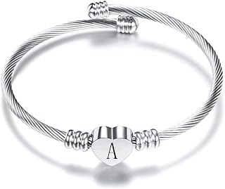 Heart Initials Stainless Steel Bracelet fo Woman Jewelry Gift