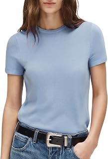 Women Silk Cashmere Blend Crew Neck Short Sleeve Sweaters Casual Blouse