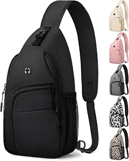 Crossbody Bags for Women Man Waterproof Sling Bag Backpack Trendy Casual Cross Body Bag with Convertible Shoulder Strap Chest Bag for Camping Hiking Travel Essentials (Black, Medium )