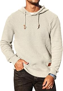 Men's Hooded Sweatshirt Hoodie Solid Knitted Pullover Long Sleeve Casual Sweater