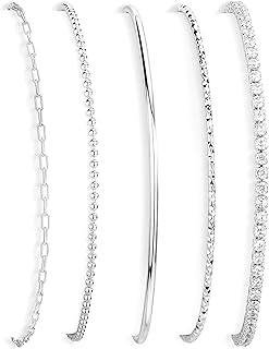 14K Gold Plated Bracelets for Women Waterproof, Non Tarnish Trendy Dainty Minimalist Stackable Jewelry Sets, Herringbone Cuban Paperclip Rope Bead Link Chain Stack Pack, Modern Fashion Accessories Gif