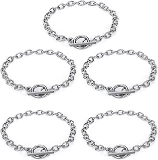 OBSEDE 5 Pack Stainless Steel Bracelet Chains with Toggle Clasps for DIY Charm Jewelry
