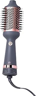 Hairitage Volumizing One Step Blow Dry Brush + Hair Dryer for Curling + Straightening - Ceramic Tourmaline Blowout Brush + Volumizer - Hair Styler for Smooth Shiny, Frizz-Free Styles - Matte Grey