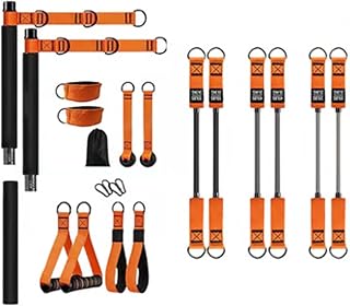 Sakerplus Pilates Bar Kit with Resistance Bands, Portable Home Workout Equipment Set with Adjustable Straps, Handles, Foot Straps for Full Body Exercise, Strength Training, Stretching, Squats