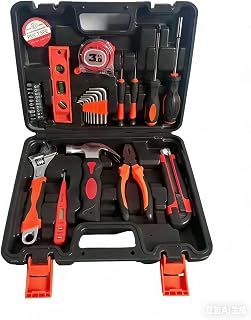 28-Piece Home Hardware Tool Kit Set with Hammer, Pliers, Screwdrivers, Wrench, Tape Measure, and Carrying Case