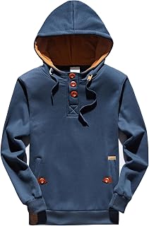 Men's Winter Soft Pullover Windbreak Coats Hooded Single Breasted Button Thick Casual Streetwear