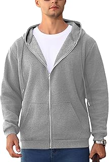 Men's Full Zip Hoodie Casual Sweatshirt Long Sleeve Hooded Jacket