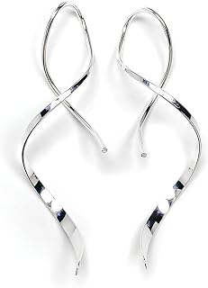 Swirl Earrings for Women, Stainless Steel Spiral Dangle Earrings for Women Trendy, Spiral Threader Earrings - Hypoallergenic Earrings for Women