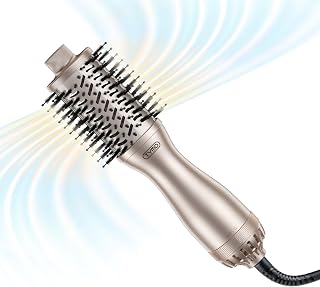 TYMO 2.0 Hair Blow Dryer Brush - AIRBEAM MINI Blowout Hot Air Brush, One Step Volumizer, 2 Inch Oval Barrel Curling Styler, 3X Faster Drying, 0.6 lb Lightweight, Straightener Curling in One, Gold
