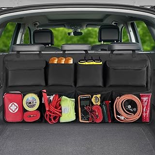 Snuopfy Car Trunk Organizer, Backseat Hanging Organizer with 8 Large Storage Bag Super Capacity -Trunk Organizer for SUV,Truck,Van -Your Space Saving Expert - Black
