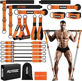 KUTIZE Pilates Bar Kit with Resistance Bands, Heavy Duty Pilates Equipment for Men, Training Bands with Handles for Legs, Hip, Back, Arm, Abs, Chest, Shoulders, Portable Home Gym Workout Equipment