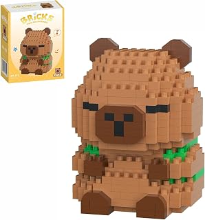 QISHOUTING Capybara Mini Building Blocks for Kids, 360PCS-Mini Capybara Figurines Building Set for Boys Girls, Home Office Décor, Party Favors for Adults and Teens(Capybara with Turtle Backpack)