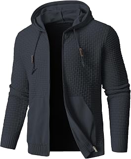 Men's Full Zip Up Hooded Cardigan Sweater with Pockets