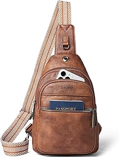 7L Sling Bag For Women Faux Leather Anti Theft Small Casual Daypack Backpack Fanny Pack Crossbody Chest Bags Purse Waterproof Brown