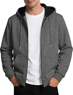 Mens Zip Up Hooded Sweatshirt Casual Coat Long Sleeve Hoodies Fashion Drawstring Sweatshirts with Pockets