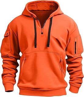 Mens Quarter Zip Pullover Tactical Hoodies Vintage Long Sleeve Casual Fashion Hoodie Fall Winter Sweaters