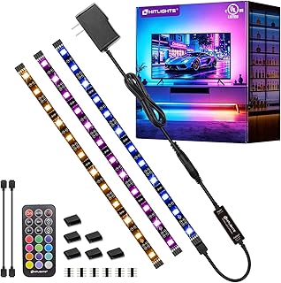 HitLights LED Strip Lights 3 Pre-Cut 12Inch/36Inch LED Light Strip Flexible Color Changing 5050 LED Accent Kit with RF Remote, Power Supply, and Connectors for TV, Home, DIY Decoration