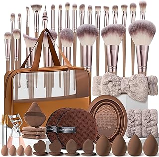HGHDBT 55Pcs Brown Makeup Brushes Set Professional Makeup Kit Multi-functional Makeup Tool Set with Case Facial Makeup Accessories, Foundation Makeup Brush Kit Eye and Face Make up Brushes & Tools