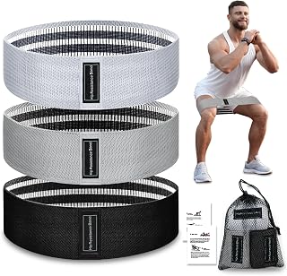 Exercise Bands, 3 Levels Fabric Resistance Bands for Working Out, Workout Bands Resistance for Women & Men, Multi-Colored Fabric Booty Bands for Leg Strength Training, Rehab, Yoga