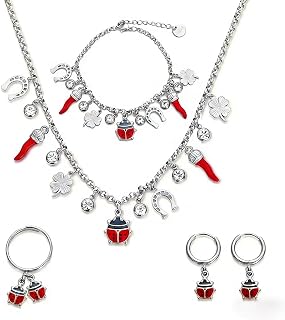 Ideal Party Gift Jewelry Set for Women, 18K Gold Plated Stainless Steel Sun Moon Pendant Necklace Bracelet Hoop Earrings Ring Kit, Hypoallergenic Statement Stackable Accessories for Birthday Wedding A