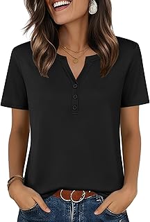 Womens Summer Tops V Neck Short Sleeve Shirts Dressy Casual Blouse Spring Vacation Tshirts Clothes