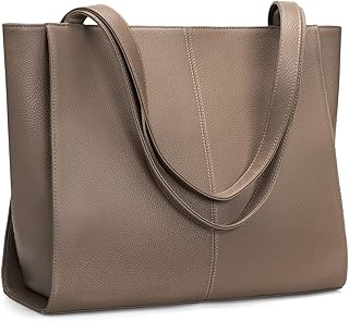 Genuine Leather Tote Bag for Women Work, Women's Leather Shoulder Bags Purses Satchel Handbags with Laptop Compartment