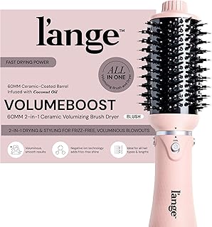L'ANGE HAIR VolumeBoost 60mm 2-in-1 Ceramic Volumizing Brush Dryer | Fast Drying & Styling for Frizz-Free, Voluminous Blowouts | Ceramic-Coated Barrel (Blush)