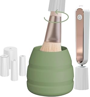 Electric Makeup Brush Cleaner and Dryer, Portable Automatic Brush Cleaner with 3 Power Levels, Fast Motor Speed, 5 Rubber Collars, Rechargeable Quick Clean & Dry for Makeup Brushes