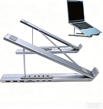 8-in-1 USB-C Laptop Stand & Docking Station, 4K HDMI, 2X USB-A 3.0, 2X USB-C, PD Input, SD/TF Card Reader, Portable Foldable Laptop Docking Station Stand, Computer Holder for Home Office