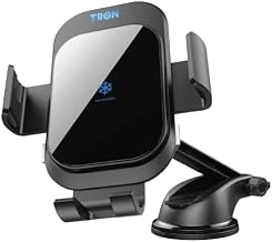TRON Wireless Car Charger Mount, 15W Fast Charging, Auto-Clamping Dashboard/Windshield/Air Vent Phone Holder for iPhone, Android, not Compatible with Google Pixel