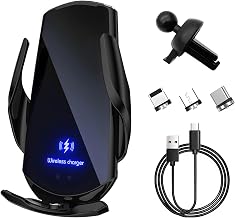 Sun Walker Wireless Car Charger Mount, Electric Induction 15W Fast Charging Bracket Air Vent Phone Holder, Auto-Clamping Wireless Charger Vent Mount Compatible with Most Smartphones (Black)